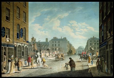 Capel Street mit der Royal Exchange, Dublin, 1800 von James Malton